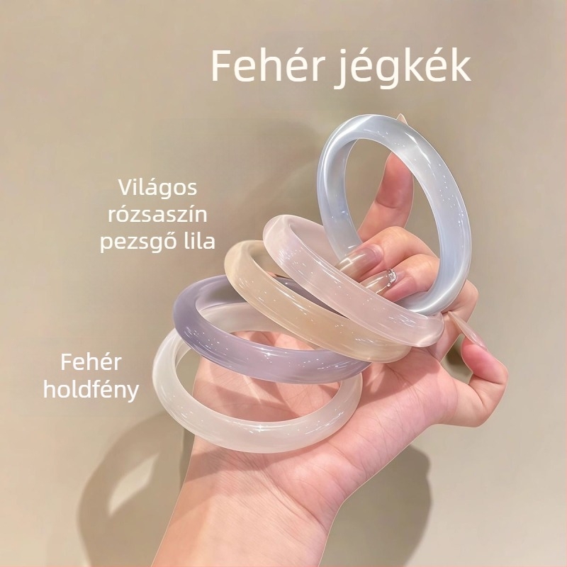 Női kézzel készült macskaszem kőből készült karkötő, kör alakú, átlátszó jade-szerű ékszer, finom, friss stílus