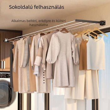 Fali ruhaszárító dupla rúddal, vasból, teleszkópos kivitel, nagy teherbírású