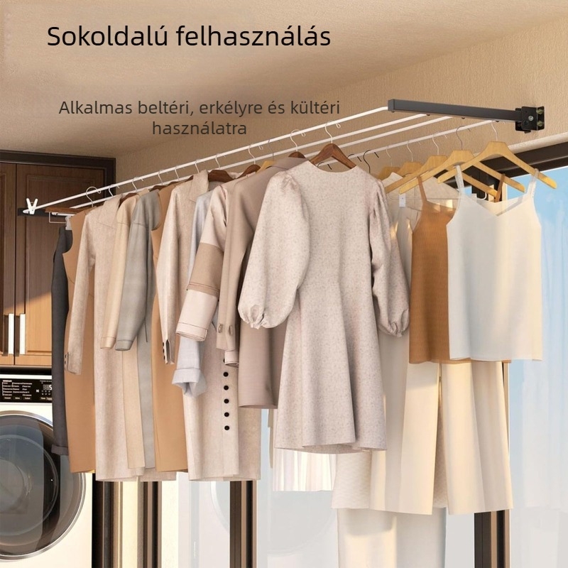 Fali ruhaszárító dupla rúddal, vasból, teleszkópos kivitel, nagy teherbírású