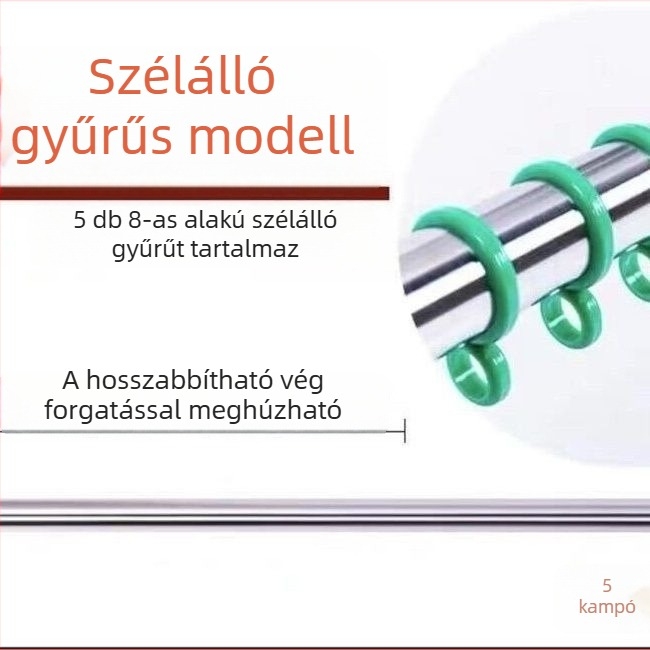 Vastagított teleszkópos ruhaszárító rúd erkélyre, felső rögzítés, kültéri használatra, galvanizált acél