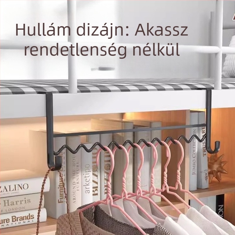 Hullám alakú ruhakapó emeletes ágyhoz tárolóval