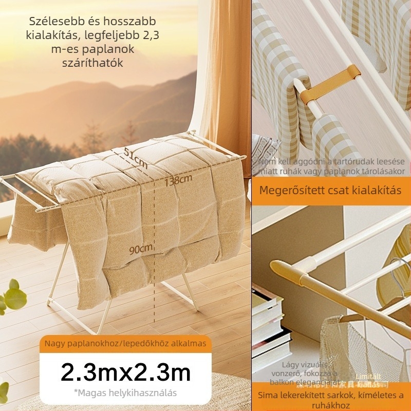 Padlóra álló ruhaszárító, szénacélból, beltéri használatra, modern minimalista stílus
