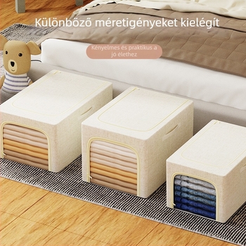 Összecsukható tároló doboz megerősített acélszerkezettel, átlátszó textil szervező játékokhoz és ruházathoz, 50–60 liter kapacitás