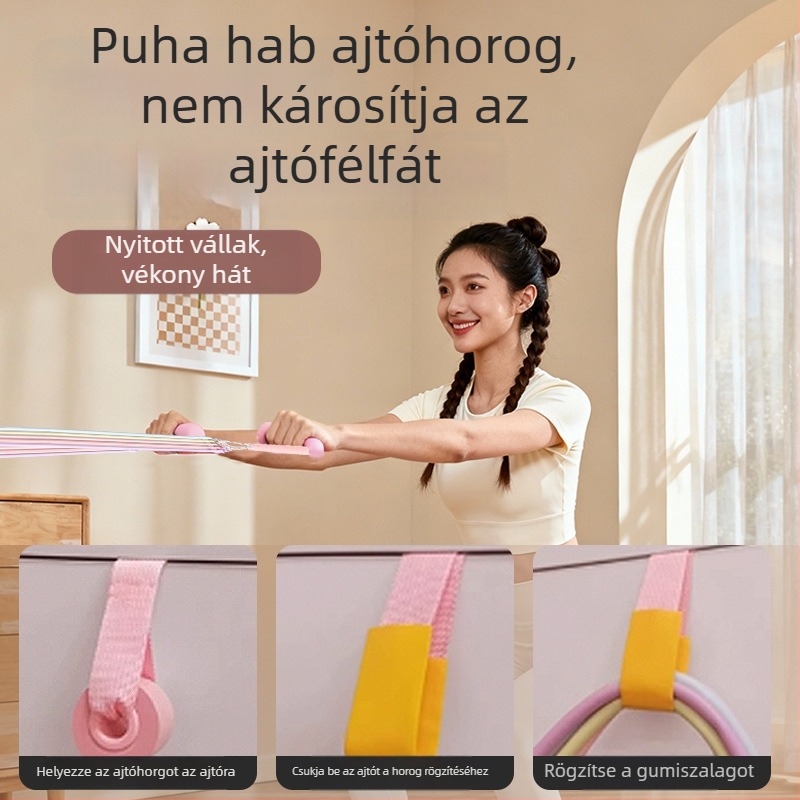 Otthoni ellenálláshoz készült kötél ajtókerethez – magas húzás edző váll- és hát edzésre, Pilates rúd