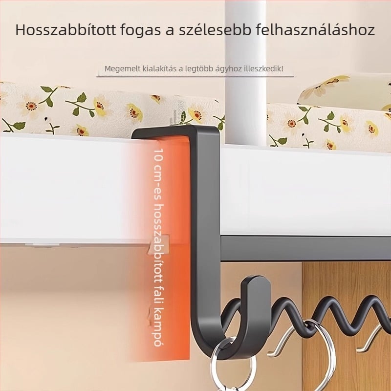 Kollégiumi ágy melletti ruhaszekrény és akasztó – tárolópolccal az emeletes ágyhoz