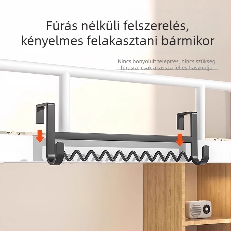 Kollégiumi ágy melletti ruhaszekrény és akasztó – tárolópolccal az emeletes ágyhoz