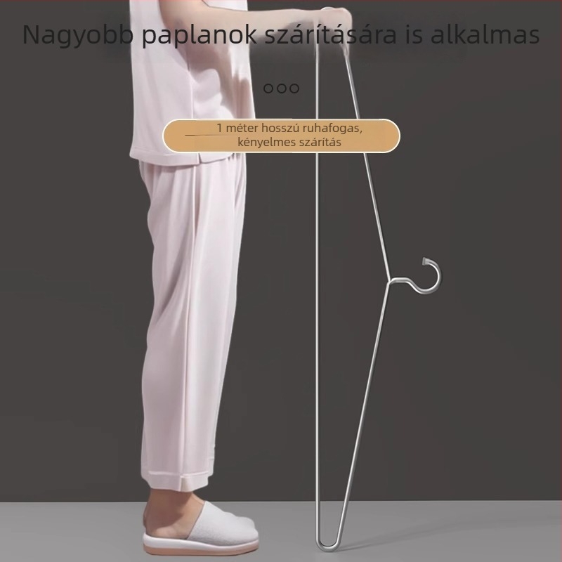 Nagy méretű rozsdamentes acél ruhaszárító állvány otthoni használatra, ideális plédek és lepedők szárításához, hosszú ruhaszárító állvány balkonra, stabil konstrukció