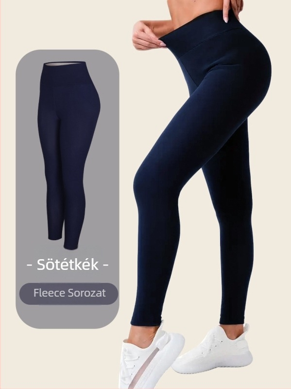 Női magas derekú, vastag polár béléses leggings, egyszínű, faux sherpa béléses, őszre–télre