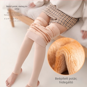 Őszi–téli vastag fleece-belsejű leggings külső viselésre, formázó és csípőemelő hatással