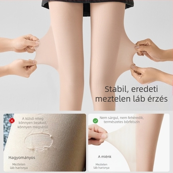Női dupla rétegű harisnyanadrág, őszi–téli, nude színű fleece béléssel, ultra-natúr húszín, vékony tavaszi stílus, külső viselethez alapréteg
