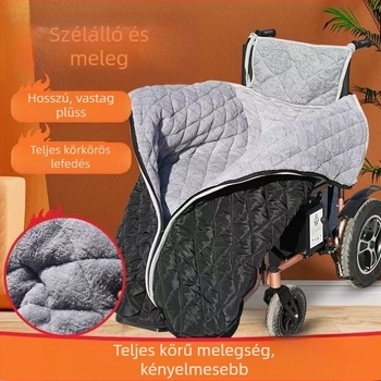Téli meleg takaró idős személyek számára kerekesszékkel utazáshoz, külső használatra vastagított szélálló és hideg elleni termo takaró fedéllel