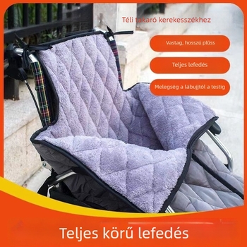 Téli meleg takaró idős személyek számára kerekesszékkel utazáshoz, külső használatra vastagított szélálló és hideg elleni termo takaró fedéllel