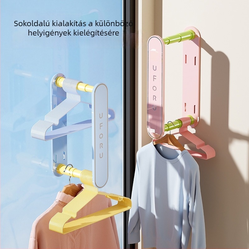 Kinyúló ruhaszárító, falra szerelhető tároló, lyukasztás nélküli telepítés, balkoni szárító és multifunkcionális tároló