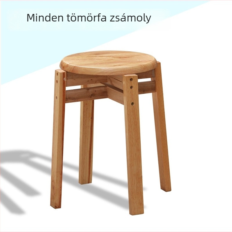 Szilárdfa kör alakú taburet, egymásra tehető, nappaliba ideális, méretei 30×30×43 cm