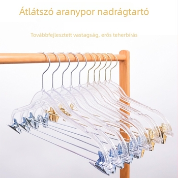 Áttetsző kristályos akril nadrágszorító aranyporos bevonattal, gardróbhoz, csúszásmentes, varrat nélküli