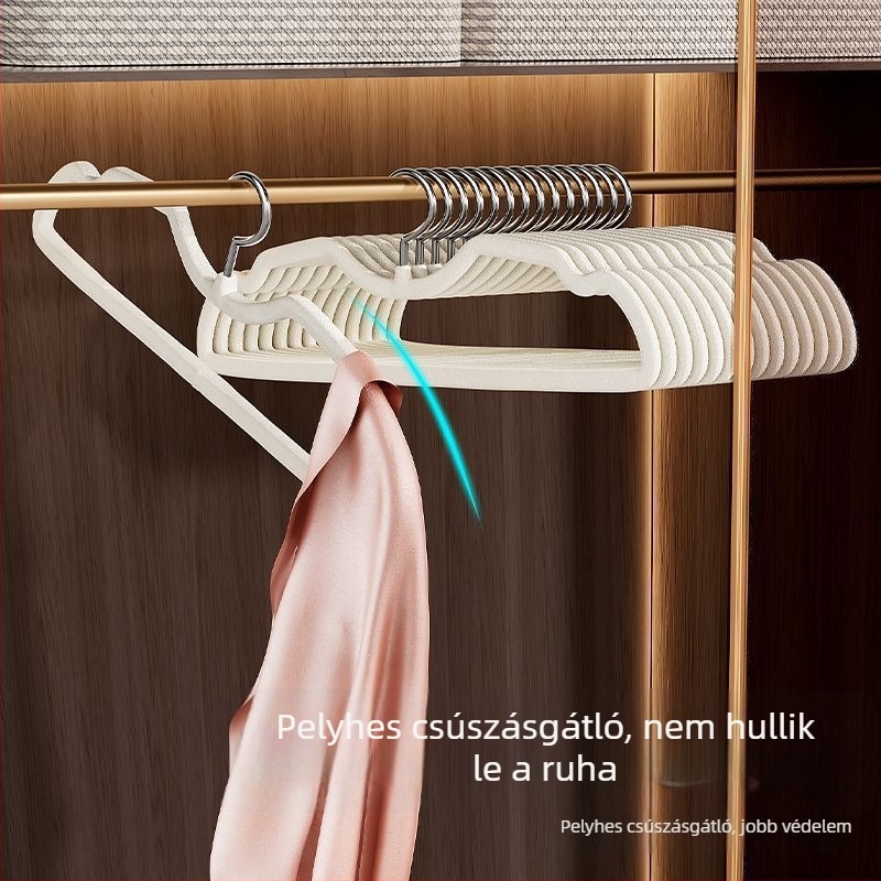Velúr vállfák rövid nyakkal, csúszásmentes, vastagított és megnövelt méretben, ruhák tárolására a gardróbban