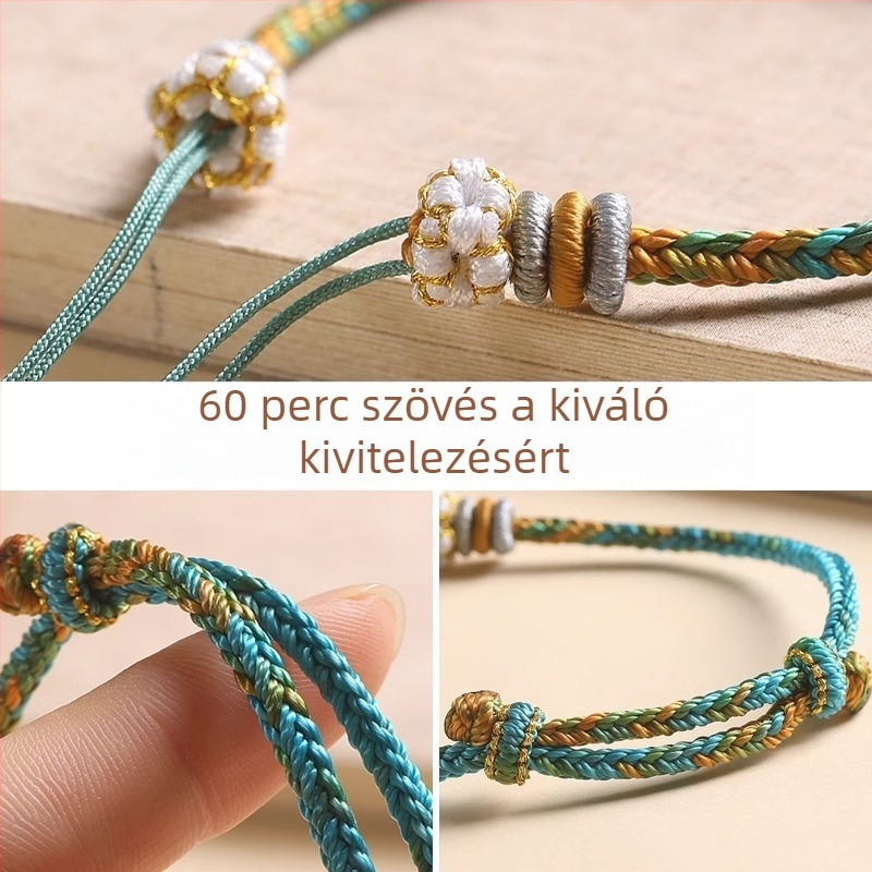 Kézzel készített, nyolcfonatos karkötő barackvirág-kötéssel, nőknek, félkész DIY viselhető ékszer medállal jade szálból