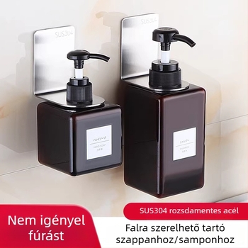 304 rozsdamentes acélból készült falra szerelhető tartó, különösen vastag, sampon és kézfertőtlenítő üveg számára, fürdőszoba