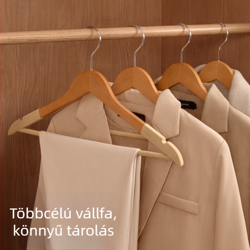 Velúr bevonat tömörfa ruhafogasok, csúszásmentes, nyom nélkül felülettel; otthoni használatra, butikokhoz és luxus szállodákhoz; gardrób rendező