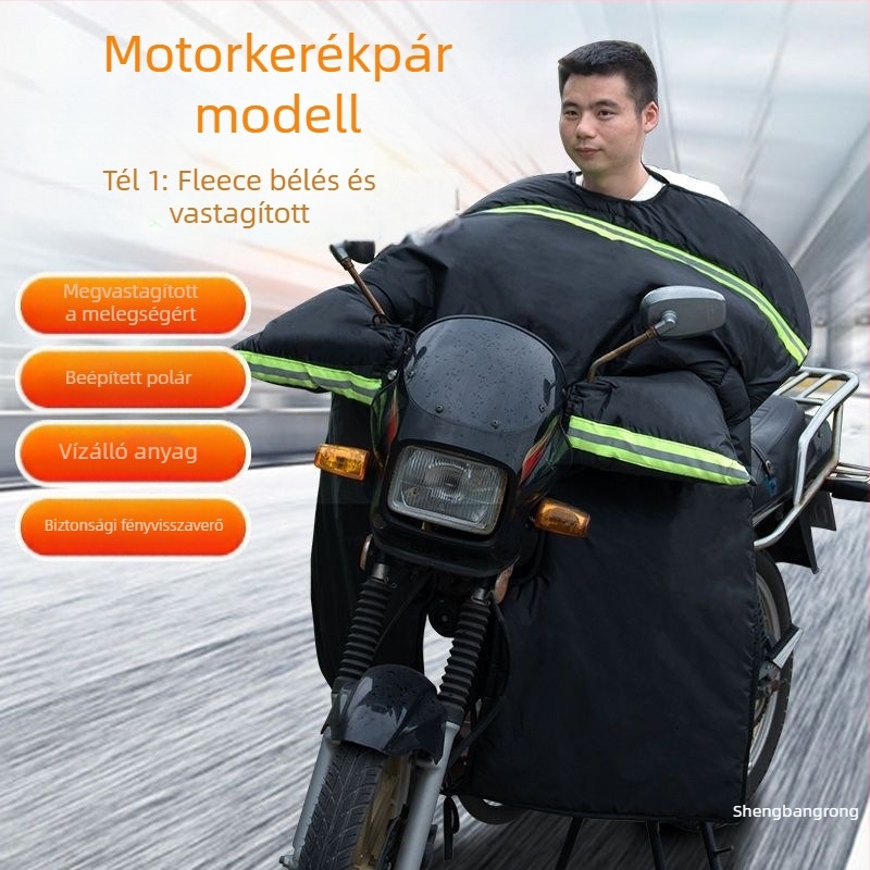 Ívelt vázú motorkerékpár szélvédő, szétválasztható lábakkal, fleece-béléssel, vastag téli védőburkolat elektromos járművekhez
