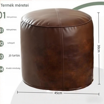 Kör alakú bőr tároló puff nappalira, bőr pouf, megfizethető lux stílusban