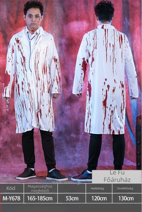 Halloween jelmez: véres ápolónő cosplay ruházat, rekvizíció sebész