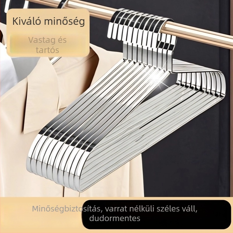 Rozsdamentes acélból készült ruhaakasztó, nyommentes vállakkal, csúszásmentes, otthoni használatra