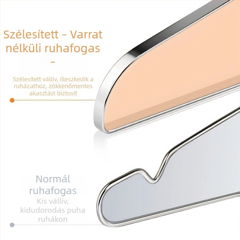 Rozsdamentes acélból készült ruhaakasztó, nyommentes vállakkal, csúszásmentes, otthoni használatra