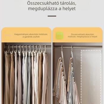 Összecsukható nadrágakasztó, több rétegű ruhafogas a gardróbba