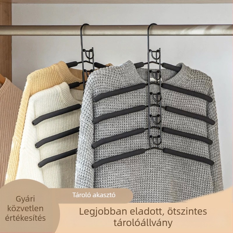 Összecsukható gardrób tárolóállvány levehető habos vállfákkal
