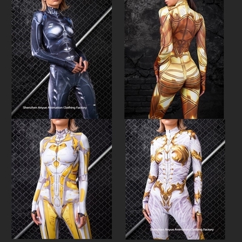 Harajuku inspirált cosplay bodysuit, egyrészes, 3D-digitális nyomtatással anime- és videojátékokhoz