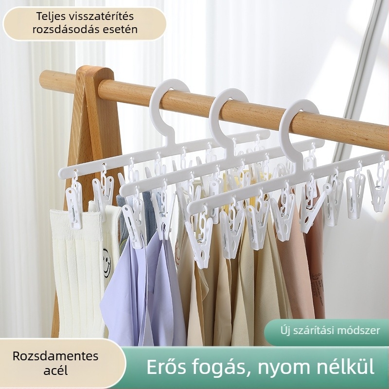 Összecsukható ruhaszárító állvány zoknicsipeszekkel