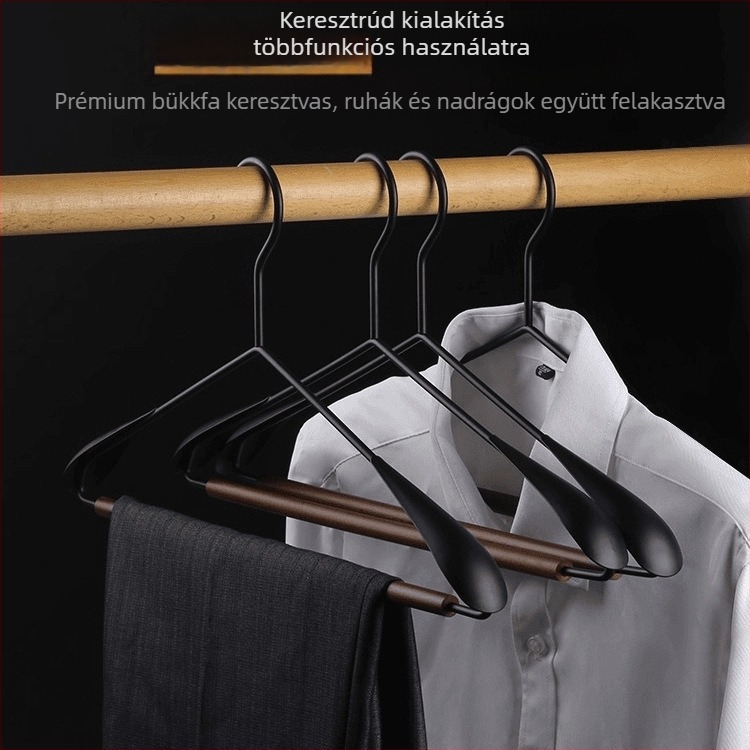 Ruhaakasztó vasból és fából, vintage stílusú, csúszásmentes és nyommentes a háztartási szekrényhez