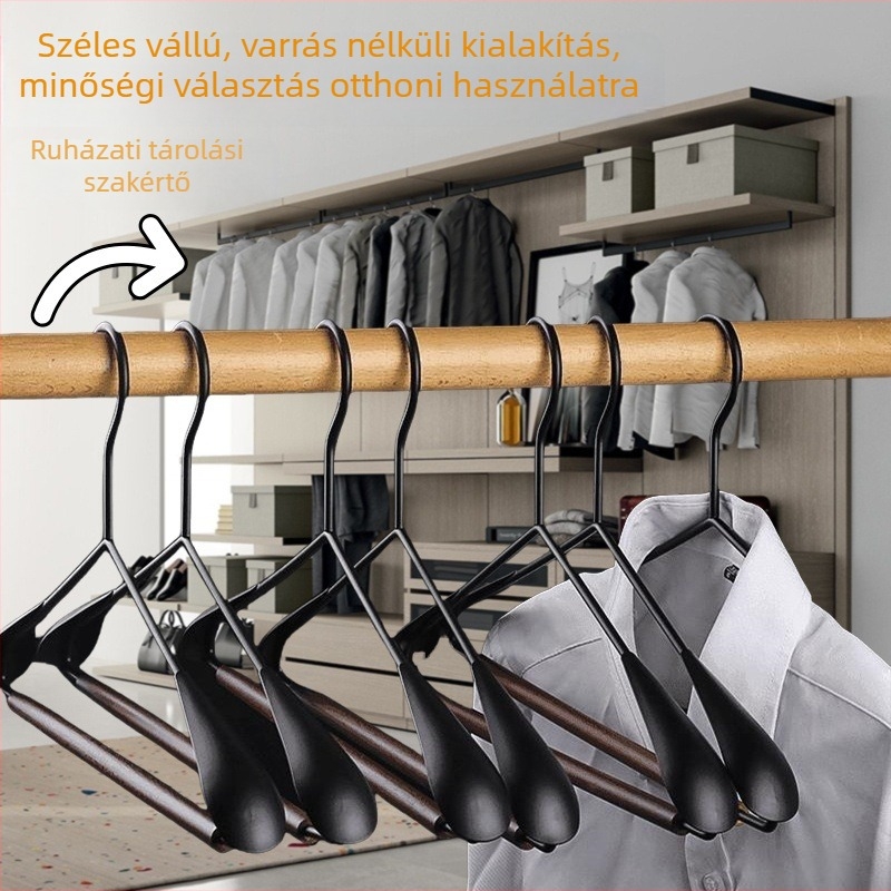 Ruhaakasztó vasból és fából, vintage stílusú, csúszásmentes és nyommentes a háztartási szekrényhez