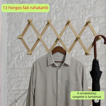 Kihúzható, összecsukható fa ruhafogas, falra szerelhető