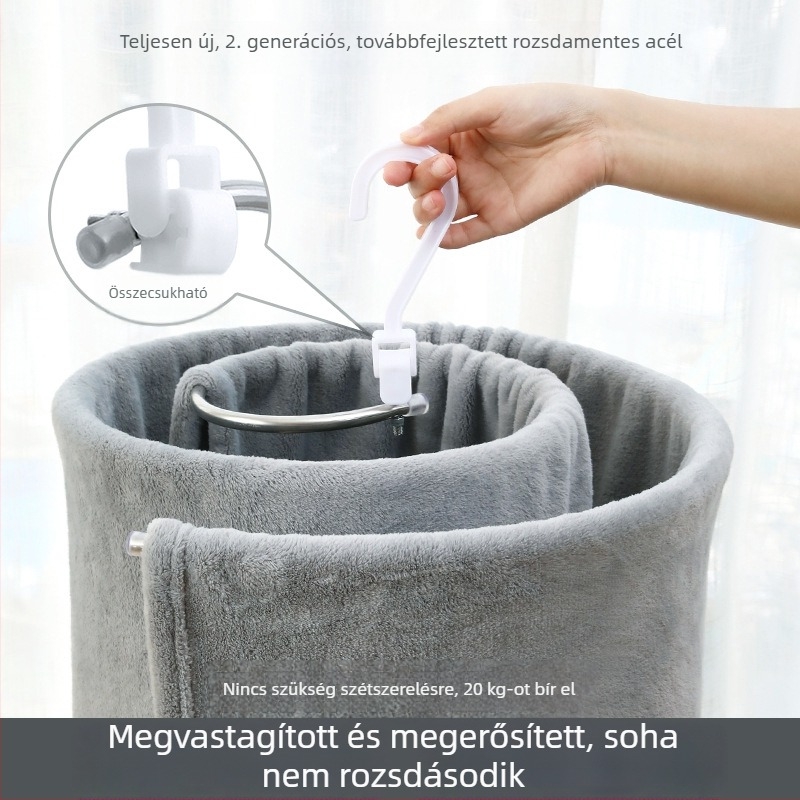 Rozsdamentes acél spirál ruhaszárító, forgó, többfunkciós ruhaszárító az ágyneműhöz