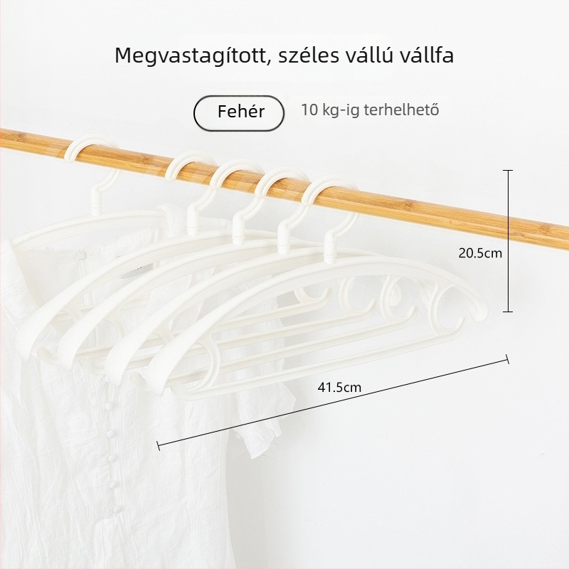 Széles vállú, varrat nélküli műanyag ruhakasztó gardróbhoz; otthoni használatra, kettős használat – nedves/száraz