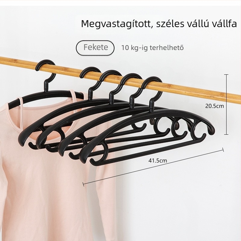 Széles vállú, varrat nélküli műanyag ruhakasztó gardróbhoz; otthoni használatra, kettős használat – nedves/száraz