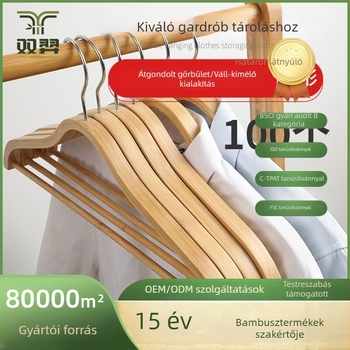 Nyom nélküli bambusz ruhakasztó készlet, 10 db, otthoni használatra, gardrób rendezés
