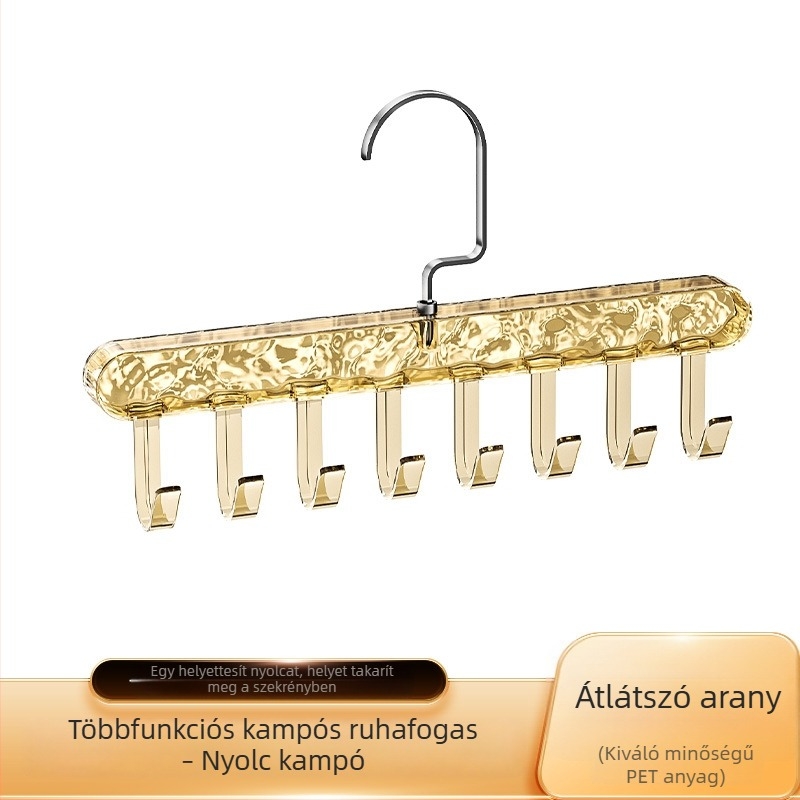 Többfunkciós ruhatartó hullámos kampókkal fehérneműkhöz, sapkákhoz és nadrágokhoz