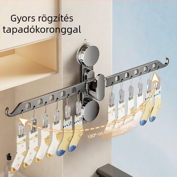 Vákuumos ruhaszárító állvány, több klipekkel, beltéri és kültéri használatra, falra szerelhető, forgó