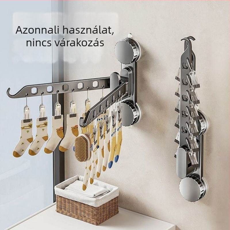 Vákuumos ruhaszárító állvány, több klipekkel, beltéri és kültéri használatra, falra szerelhető, forgó