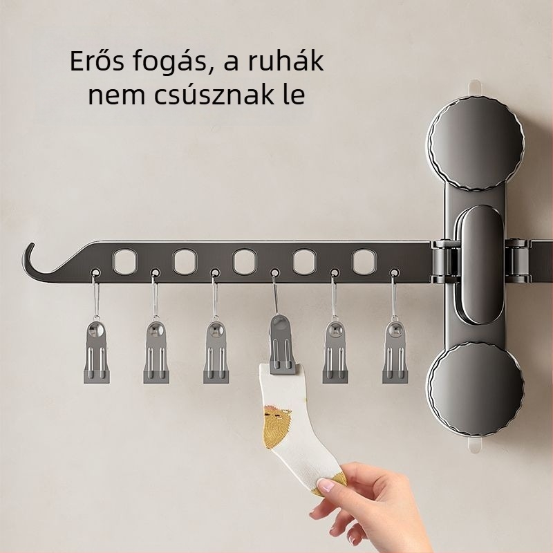 Vákuumos ruhaszárító állvány, több klipekkel, beltéri és kültéri használatra, falra szerelhető, forgó