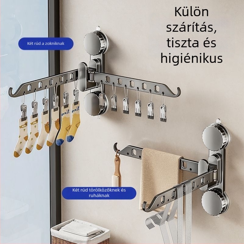 Vákuumos ruhaszárító állvány, több klipekkel, beltéri és kültéri használatra, falra szerelhető, forgó