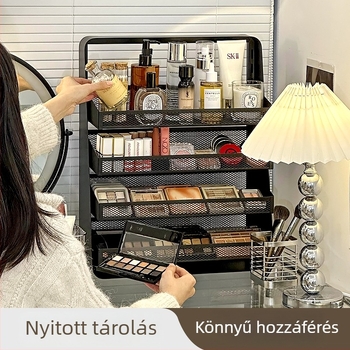 Hat szintes asztali kozmetikai rendező, nagy kapacitású bőrápoláshoz és rúzsokhoz