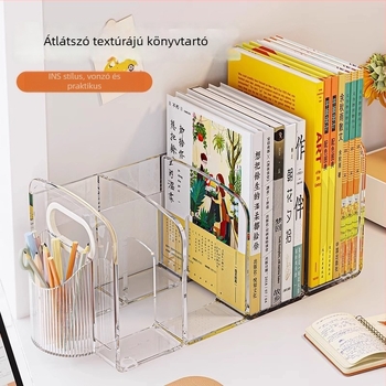 Átlátszó akril asztali könyv- és dokumentumtartó