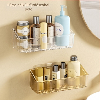 Fürdőszobai polc kozmetikumok tárolására, falra szerelhető, fúrás nélkül, lefolyó polc, tároló, könnyed luxus