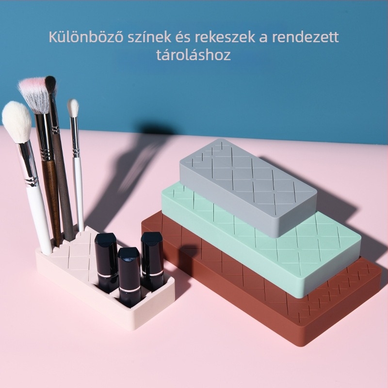 Szilikon rúzstároló asztali állvány – több rekesszel a rúzsokhoz és a szájfényhez