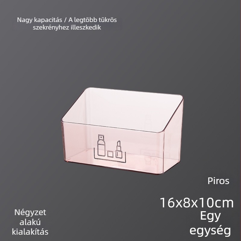 Átlátszó kozmetikai szervező tükörrel, rúzsoknak, ékszereknek és ecseteknek