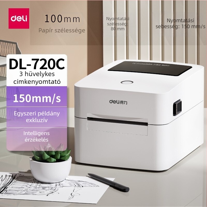 Deli DL-888B/888D 750W termikus címkék nyomtatója szállítási címkékhez, egyoldalas vonalkódos címke nyomtató